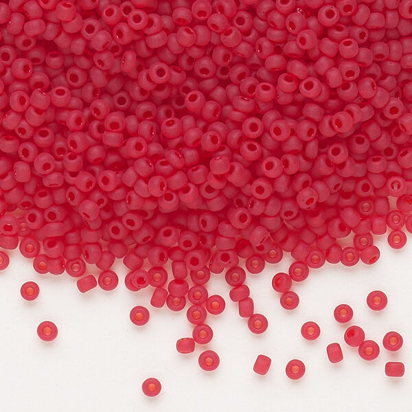 Seed bead, Dyna-Mites™, glass, pkg/1/2kg, #11 round, translucent matte red, (7MA 11/0 RR). image number 0