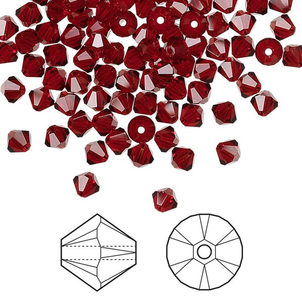 Bead 1440pk Siam, Crystal Passions® 4mm bicone 5328 image number 0