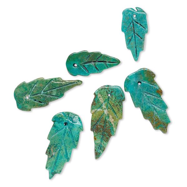 Turquoise 1pkg6, hand-cut leaf drop C- grade, 16x8mm-24x12mm image number 0