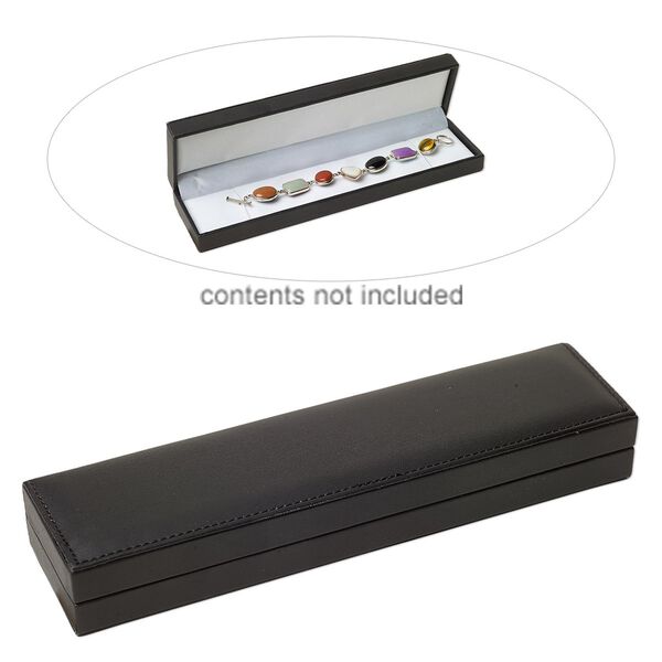 Box, bracelet, leatherette and velvet, white and black , 9-5/8 x 2-5/8 x 1-1/4 inches. Sold individually. image number 0