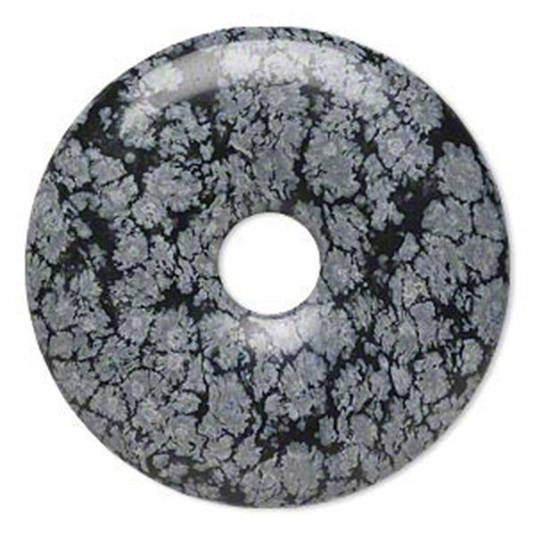 Snowflake obsidian 1pkg1, hand-cut donut focal natural B grade, 40mm image number 0