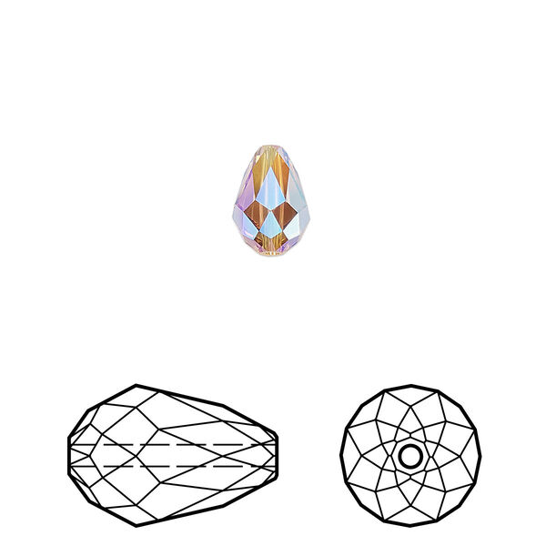 Bead 144pk light Colorado topaz shimmer 2X, Swarovski® 9x6mm teardrop 5500 image number 0