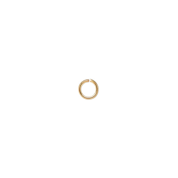 Jump ring, gold-plated brass, 5mm round, 3.4mm inside diameter, 20 gauge. Sold per pkg of 500. image number 0
