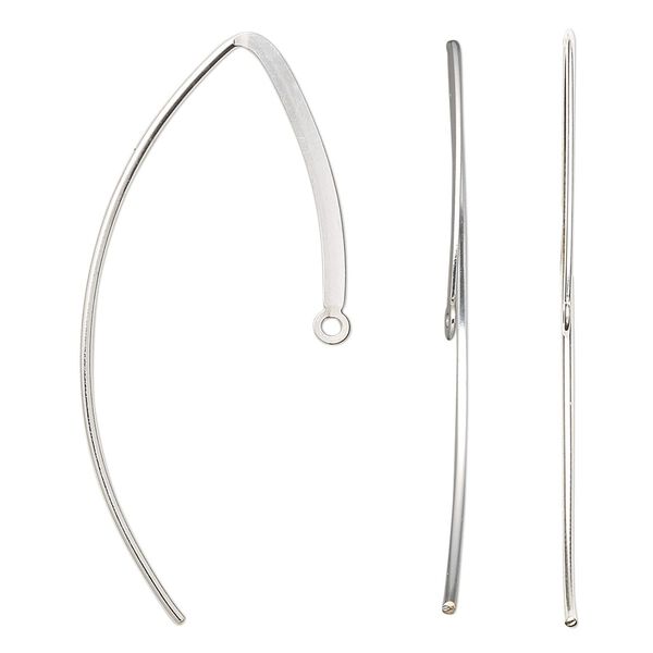 Ear wire 1pkg2 sterling silver-filled, 25mm marquise / flat / closed loop, 18 gauge 1 pair image number 0