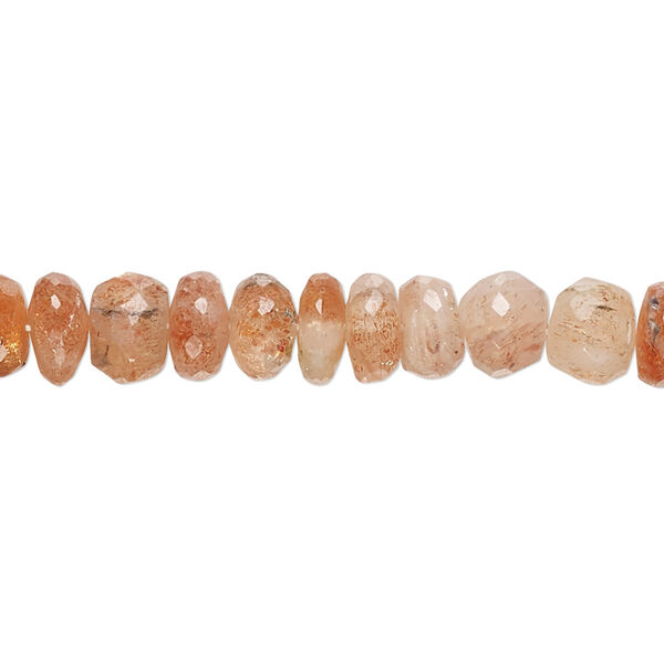 Sunstone 1pkg1, hand-cut faceted rondelle bead natural 13 inch 5x3mm-7x6mm image number 0