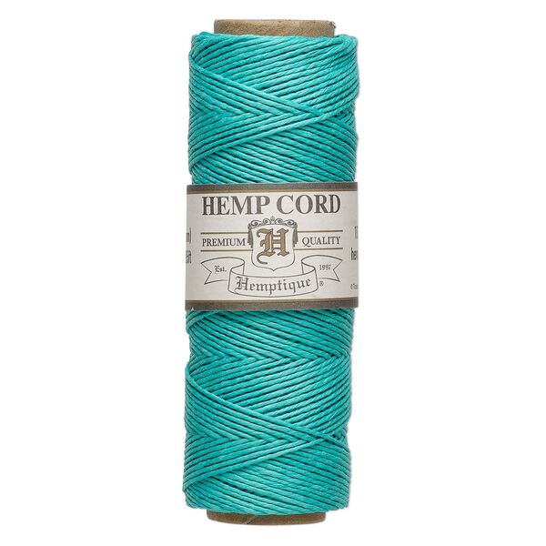 Cord, Hemptique®, polished hemp, seafoam green, 0.5mm, 10-pound test. Sold per 205-foot spool. image number 0