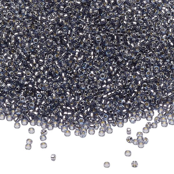 Seed bead, Miyuki, glass, pkg/250g, #15 rocaille, Duracoat® transparent silver-lined prussian blue, (RR-4276). image number 0