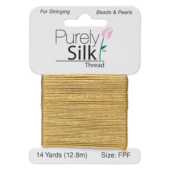 Thread, Purely Silk™, gold, size FFF. Sold per 14-yard card. image number 0