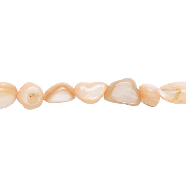 Bead, mother-of-pearl shell (dyed), soft pink, small to large pebble, Mohs hardness 3-1/2. Sold per 30-inch strand. image number 0