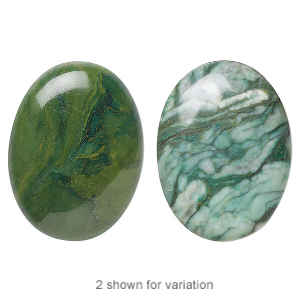 African "jade" 1pkg1, oval cab natural calibrated 40x30mm image number 0