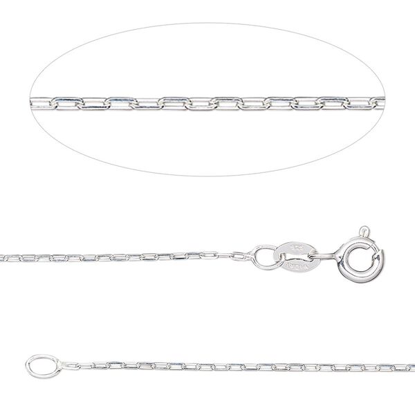 Chain, Gossamer™, sterling silver, 0.9mm cable, 16 inches with springring clasp. Sold individually. image number 0