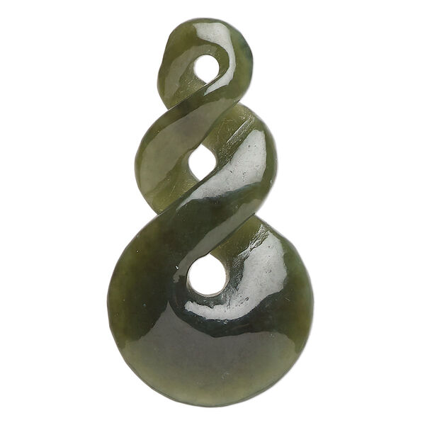 Nephrite jade 1pkg1, hand-cut double-sided infinity focal natural 41x22mm- 42x23mm image number 0