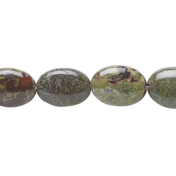 Dragon blood jasper 1pkg1, flat oval bead natural 15.5-16 inch 14x10mm image number 0