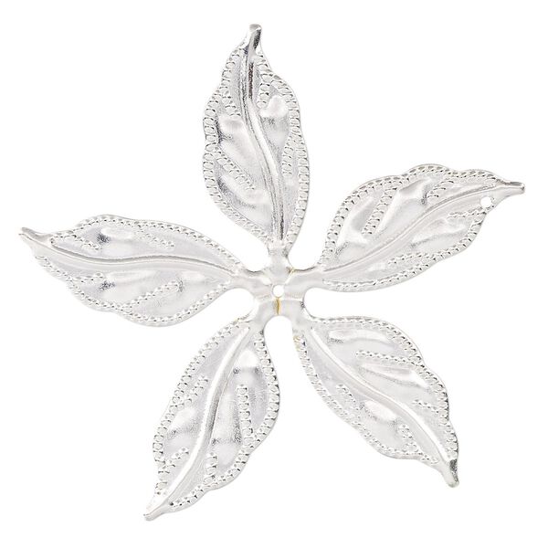 Component, silver-finished steel, 49.5x47mm single-sided leaves. Sold per pkg of 10. image number 0