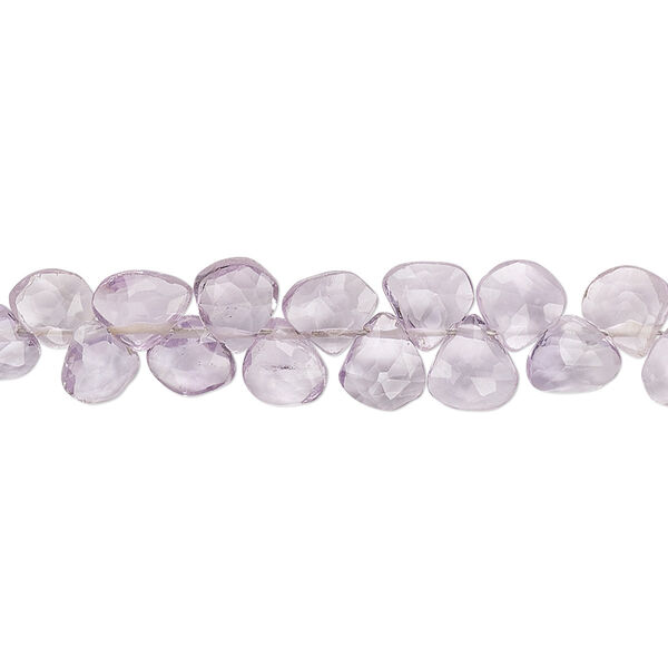 Lavender amethyst 1pkg1, hand-cut top-drilled faceted puffed teardrop bead natural 9 inch 5-7mm image number 0