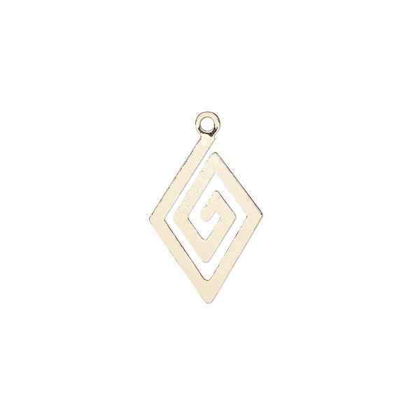 Drop, gold-finished steel, 18x12mm two-sided diamond. Sold per pkg of 10. image number 0