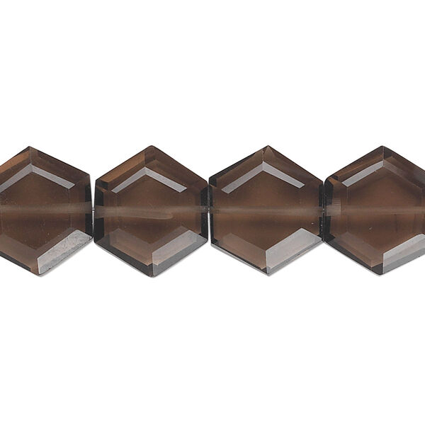Smoky quartz 1pkg10, hand-cut faceted hexagon bead 13x12mm image number 0