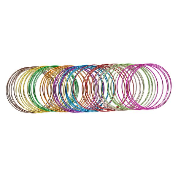 Bracelet mix, bangle, steel, multicolored metallic, 1mm wide, 8-1/2 inches. Sold per pkg of 60. image number 0
