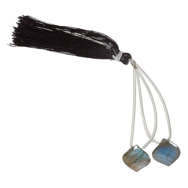 Labradorite 1pkg2, hand-cut top-drilled puffed teardrop bead natural B grade, 14x14mm image number 1