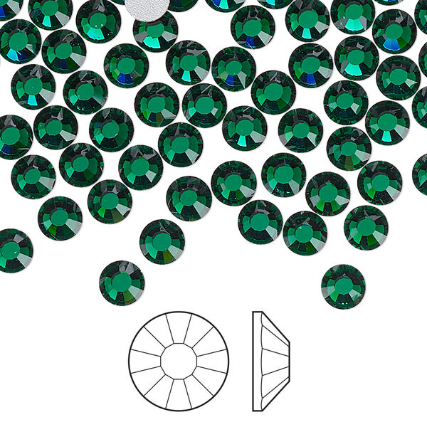 Flat back 1440pk emerald foil back, Preciosa Viva 12® Czech crystal rhinestone 4.6-4.8mm chaton rose round SS20 image number 0