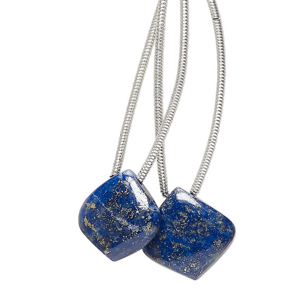 Lapis lazuli 1pkg2, hand-cut top-drilled puffed teardrop bead natural 14x14mm image number 0