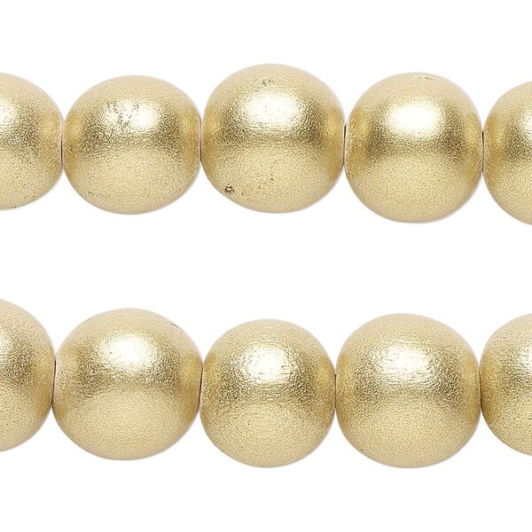 Taiwanese cheesewood 1pkg2, hand-cut painted round bead 15.5-16 inch frosted yellow gold 12mm image number 0
