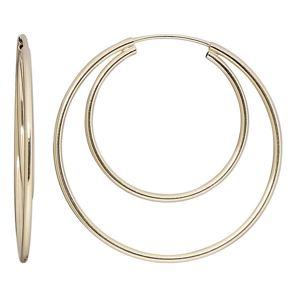 Earring, 14Kt gold-filled, 34mm double hoop with endless-loop closure, 21 gauge. Sold per pair. image number 0