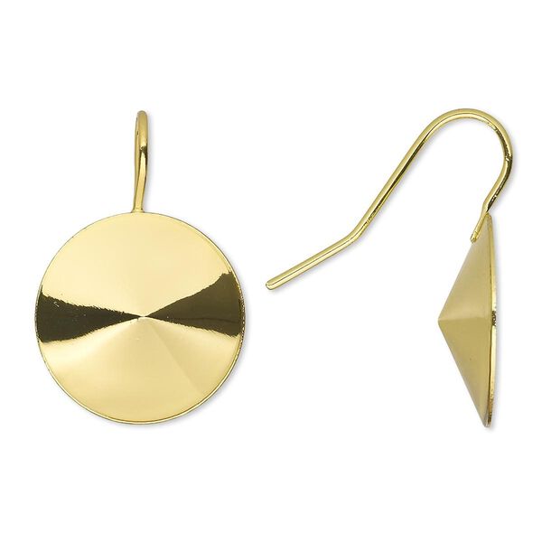 Ear wire 1pkg10 Almost Instant Jewelry®, 23mm / 18mm rivoli glue-in setting, 18-20 gauge gold-finished brass 5 pair image number 0
