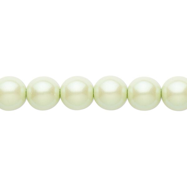 Bead, Czech pearl-coated glass druk, opaque iridescent light green, 8mm round. Sold per 15-1/2" to 16" strand. image number 0
