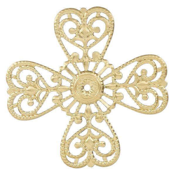 Component, gold-finished steel, 61mm single-sided cross. Sold per pkg of 10. image number 0