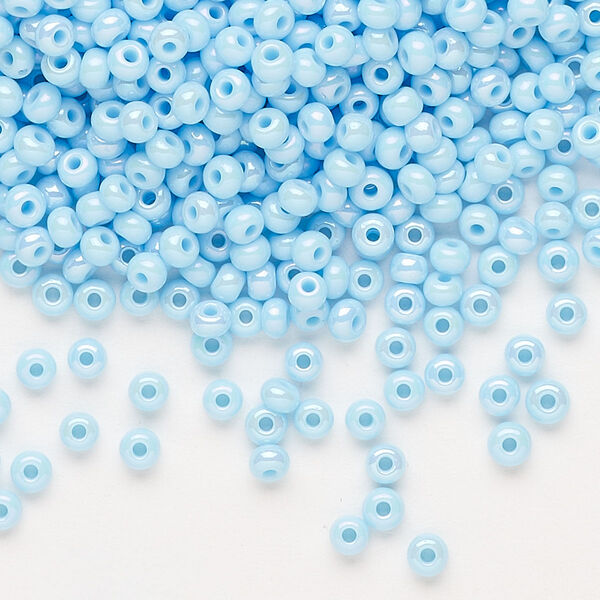 Seed bead, Preciosa Ornela Czech glass, pkg/500g, #8 rocaille, opaque rainbow light turquoise, (64000). image number 0