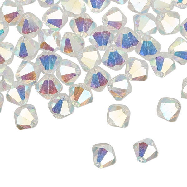 Bead 144pk crystal AB 2X, Preciosa Czech crystal 6mm bicone image number 0