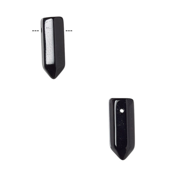 Black onyx 1pkg2, hand-cut top-drilled point bead B grade, 16x5mm-19x6mm image number 0