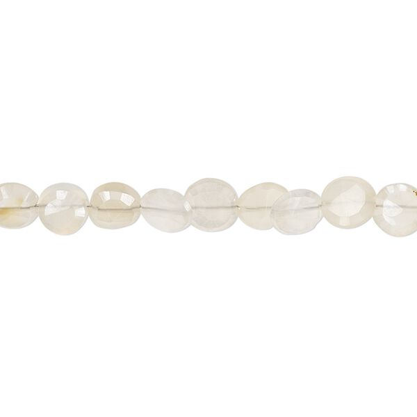 White chalcedony 1pkg1, luster hand-cut faceted flat round bead 6 inch 6-7mm image number 0