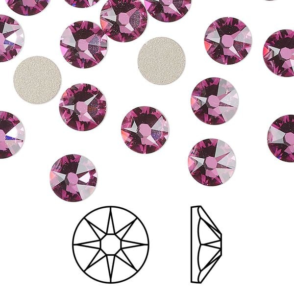 Flat back 12pk dark rose foil back, Crystal Passions® 7.07-7.27mm rose round SS34 2088 image number 0