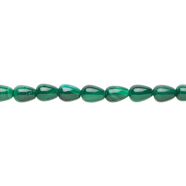 Malachite 1pkg1, teardrop bead natural 8 inch 7x5mm image number 0