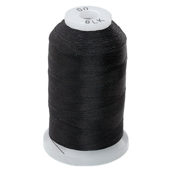 Thread, Purely Silk™, 3-ply, black, size OO. Sold per 695-yard spool. image number 0
