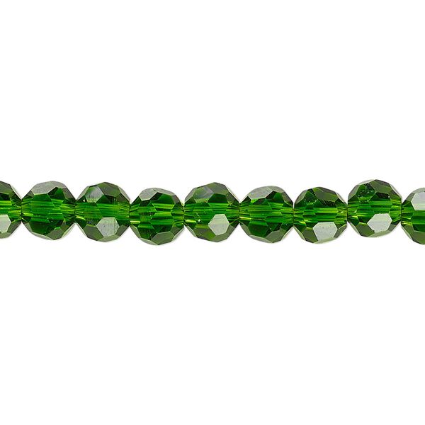 Bead 1pk 32 facets transparent emerald green, Celestial Crystal® 6mm round 15.5-16 inch image number 0