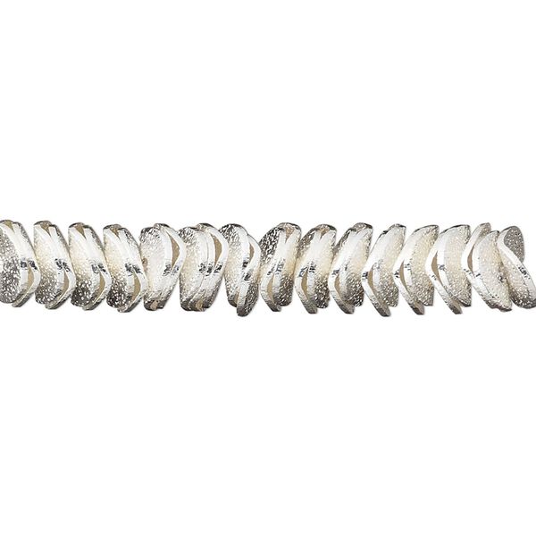 Bead, silver-plated brass, 6x2mm-8x2mm textured wavy rondelle. Sold per pkg of 30. image number 0