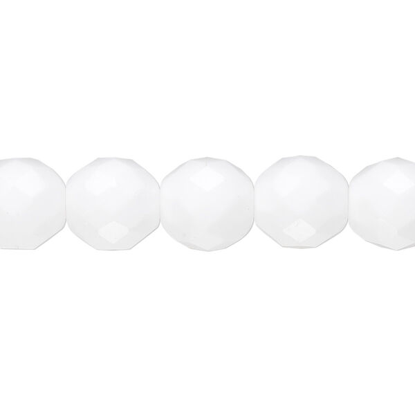 Bead, Czech fire-polished glass, opaque white, 10mm faceted round. Sold per pkg of 600 (1/2 mass). image number 0