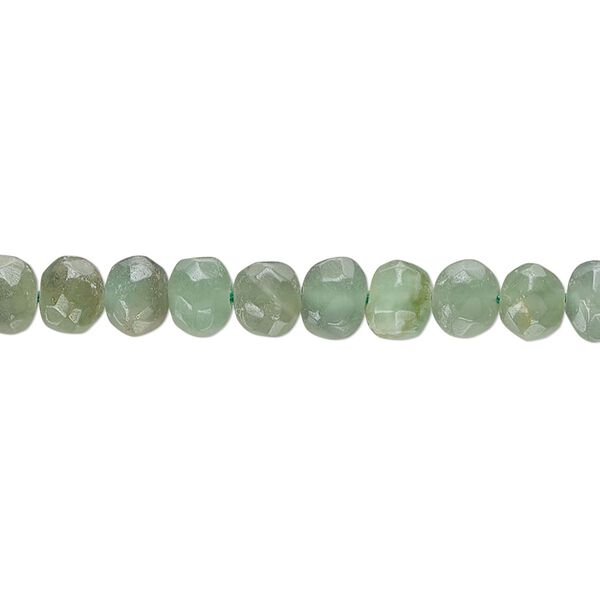 Emerald green chalcedony 1pkg1, hand-cut faceted pebble bead 14 inch small image number 0