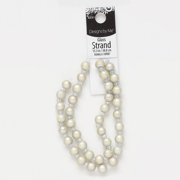 Bead, miracle, glass, opaque pale green, 9mm round and 4 x 2.5mm rondelle. Sold per 15-inch strand. image number 0