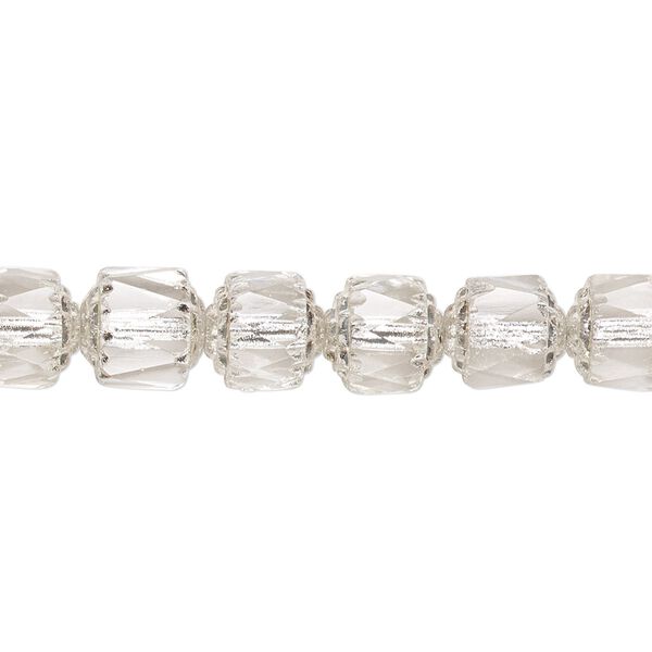 Bead, Czech glass, transparent clear and metallic silver, 8mm round cathedral. Sold per 15-1/2" to 16" strand, approximately 50 beads. image number 0