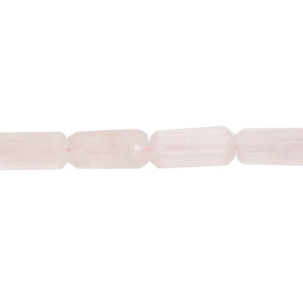 Rose quartz 1pkg1, hand-cut faceted round tube bead natural 14 inch 10x5mm-18x8mm image number 0