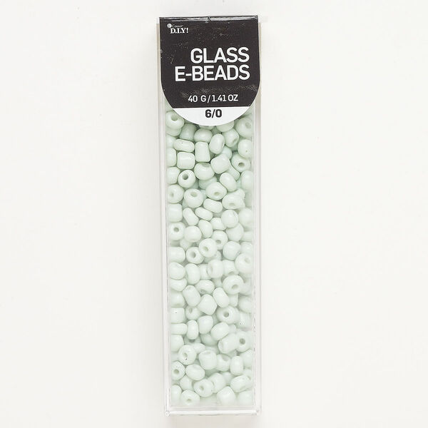 Seed bead, glass, 40g, opaque pastel green, #6 round. image number 0