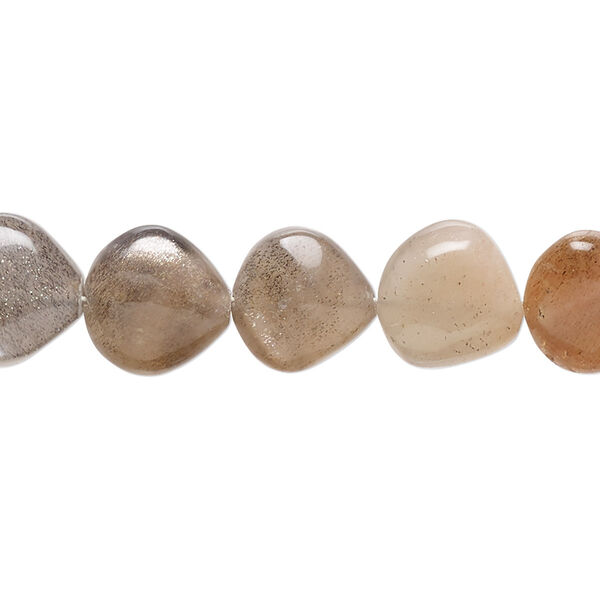 Peach moonstone / grey moonstone 1pkg1, hand-cut puffed teardrop bead natural 7 inch 11x10mm-12x11mm image number 0