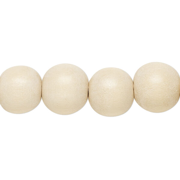 Bead, Taiwanese cheesewood (waxed), natural, 11-12mm round. Sold per pkg of (2) 15-1/2" to 16" strands. image number 0