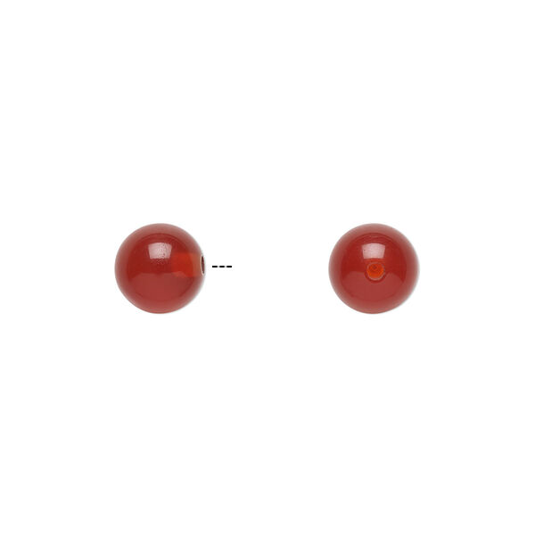 Carnelian 1pkg2, half-drilled round bead 6mm image number 0