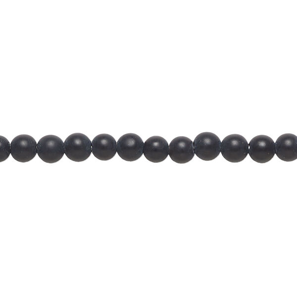 Black onyx 1pkg1, matte round bead 15.5-16 inch 4mm image number 0