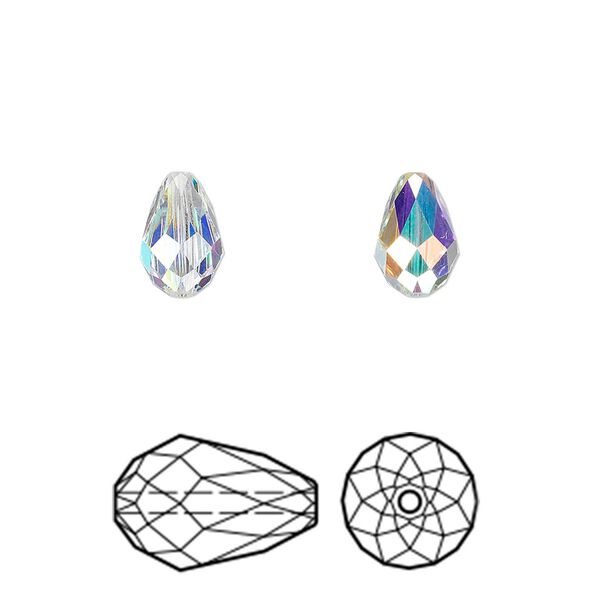 Bead 144pk crystal AB, Crystal Passions® 9x6mm teardrop 5500 image number 0